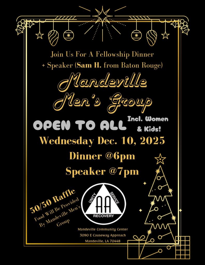 Mandeville Men's Group Eat and Speak December 10, 6pm