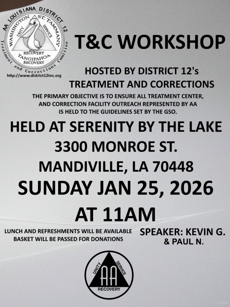 Treatment & Corrections WorkshopJan 25, 11AM